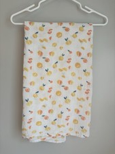 Aden Anais Baby Blanket White Yellow Orange Lemon Cotton Muslin Swaddle 44x44"