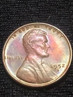 1952 S  Lincoln Wheat Cent Penny rainbow toned