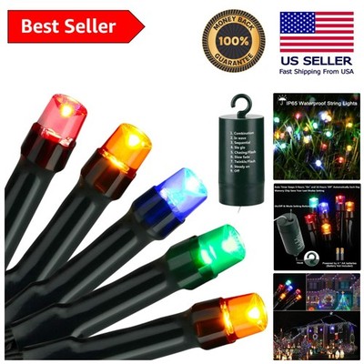 Versatile 100 LED Multi-Mode Battery Christmas Lights - 33ft Waterproof String