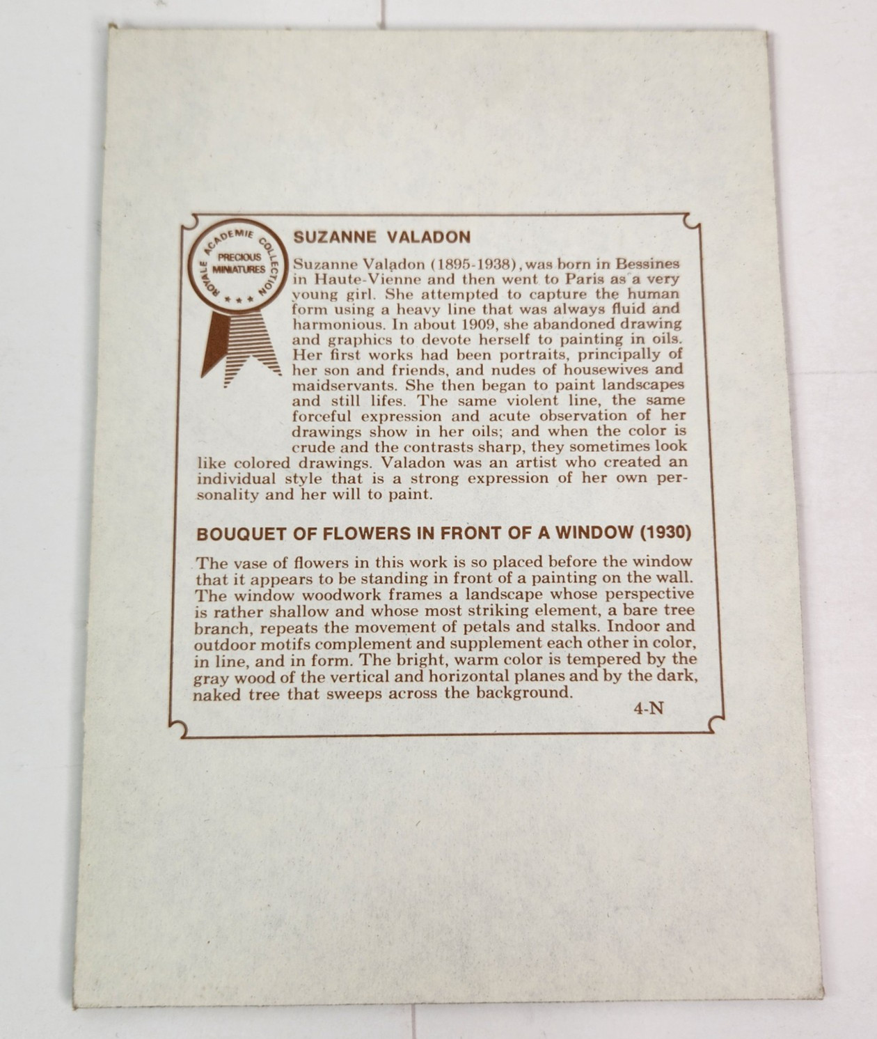 Suzanne Valadon Bouquet of Flowers in Front of a Window 5" x 7" Framed