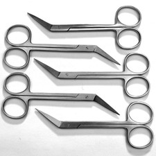 5X Angled Scissors Thread Scissors 12 Cm Stainless Steel