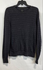All Saints Men's Matsunaga Crew Sweater Charcoal Open Knit Cotton Size S