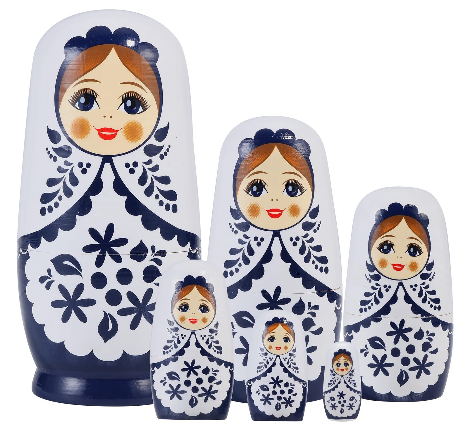 Wooden Handmade Nesting Dolls, 6 Pcs Matryoshka Dolls for Ch