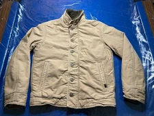Abercrombie & Fitch Military Jacket Tan Mens Small Quilted Sherpa Collar