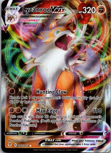 Lycanroc VMAX Ultra Rare SWSH07: Evolving Skies 092/203 NM