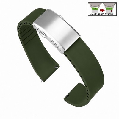 Easy-Klick Premium FKM-Kautschuk Uhrenarmband Modell Grande-S grün 22 mm