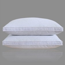 Pack of 2 White Goose Feather Polyester Bed Pillows Queen/Standard Size- Soft...