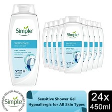 Simple Kind to Skin Sensitive Shower Gel Body Wash w/ Hypoallergenic 450ml, 24pk 4.40 per litre