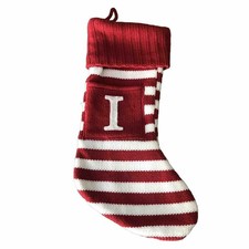 Wondershop Monogram Christmas Stocking Letter I Initial Red White Stripe Target