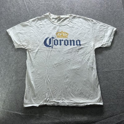 Fruit Of The Loom Shirt Mens L White Corona Logo Graphic Tee Crewneck Cotton