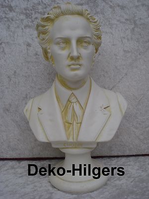 Büste Chopin Kopf Figur Stuckgips Skulptur Dekoration Säule Statue Crem 2060