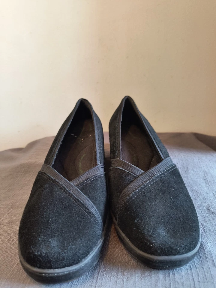 Zapatos sin cordones negros Grasshoppers para mujer tacones ligeros con cuña talla 9M Foto 4 de 4