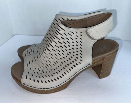 DANSKO Danae Milled Nubuck Sandal Oyster Tan Off White Leather EU 42 US 11.5-12 - Picture 3 of 9