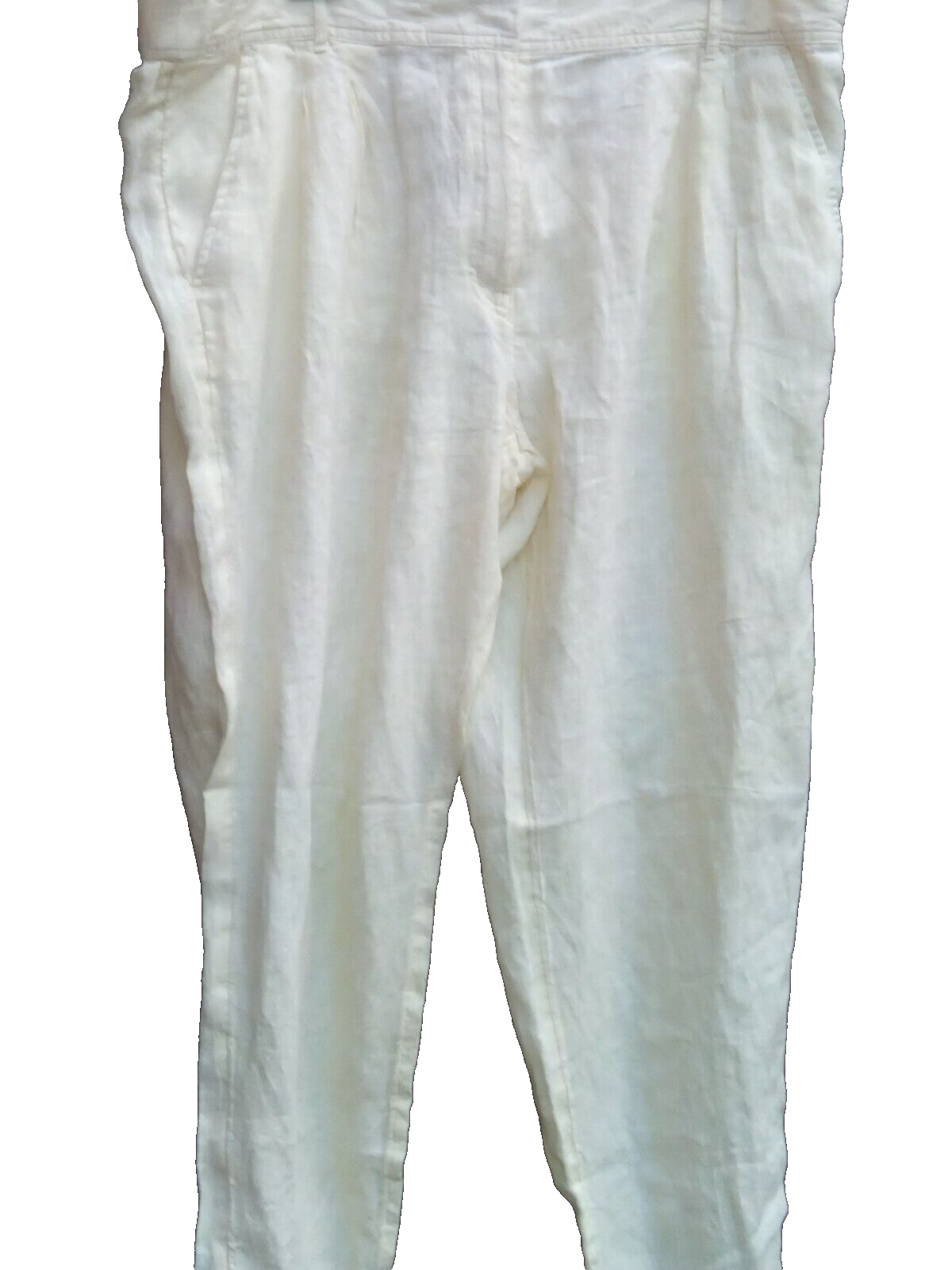 M&S Collection Womens Yellow 100% Linen Short Leg Trousers UK 18 38'' W