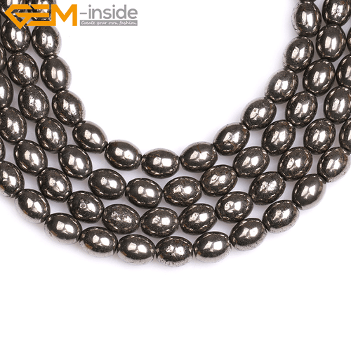 Natural Gray Pyrite Gemstone Loose Beads Olivary For Jewelry Making Strand 15"GI - Picture 27 of 39