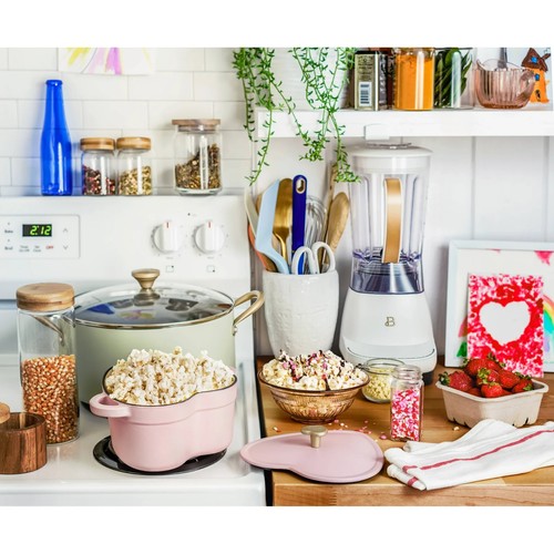 New Beautiful Cast Iron Heart Shaped Dutch Oven-Pink Champagne by Drew Barrymore - Picture 9 of 10