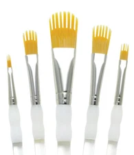 RAQUA-201 Royal Aqualon Wisp Filbert Artist & Craft Gold Taklon Paint Brush Set
