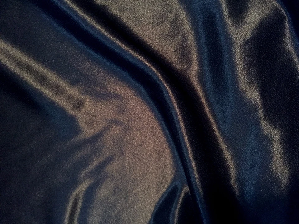 Beautiful DARK NAVY Crepe backed Charmeuse SATIN DESIGNER Fabric - Image 3 of 4