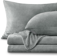 Flannel Sheets Queen Size Grey - Super Soft Fleece Sheets Set Fluffy Extra Plush