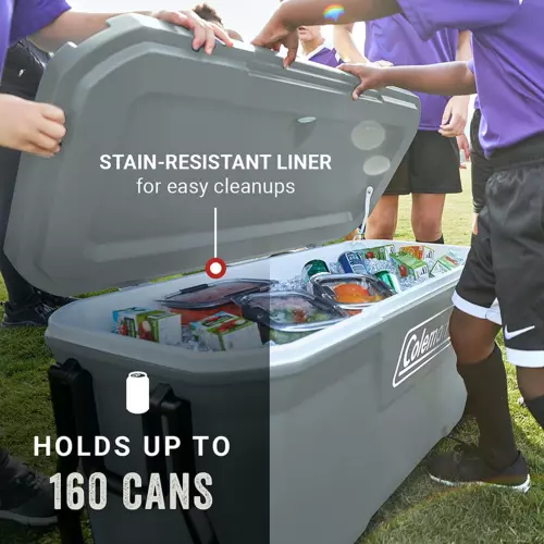 Picnic Cooler Box Hard Chest Wheels Cool Drink LARGE Camping Beach 100 QT Grey - Picture 1 of 7