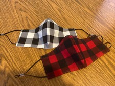 Plaid Buffalo Checks Face Masks Adult Lot of Two Adjustable Washable Cotton