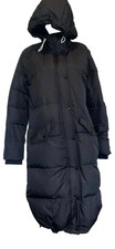 Hollister Long Down Puffer Parka Jacket Coat Black Xs Hooded