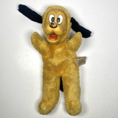 Pluto Dog Walt Disney World Vintage 1960 s Rubber Face Plush Nutshell Stuffing