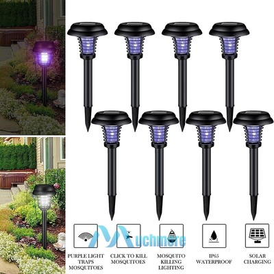 8X Solar Mosquito Killer Lamp Outdoor Fly Insect Bug Zapper Garden UV LED Light