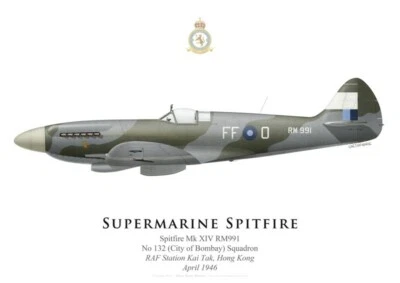 Print Spitfire Mk XIV, No 132 (City of Bombay) Squadron RAF, 1946 (by G. Marie)