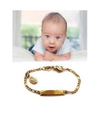 Baby no Personalized 14K gold overly id Bracelet with mary charm christening