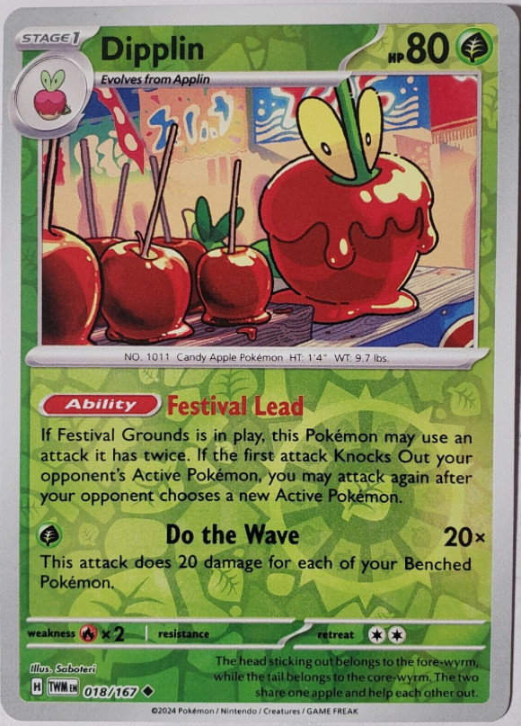 Pokemon -  Dipplin 018/167 - Reverse Holo -  Twilight Masquerade - NM/M