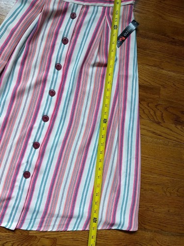 NWT TEEZE ME Jnr Women 7/8 Fuschia Stripe Sleeveless Halter Gown Buttons Zip Bow - Picture 9 of 12