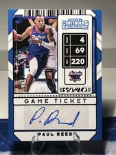 2020-21 Panini Contenders DP Game Ticket Blue Autograph Paul Reed /99 76ers