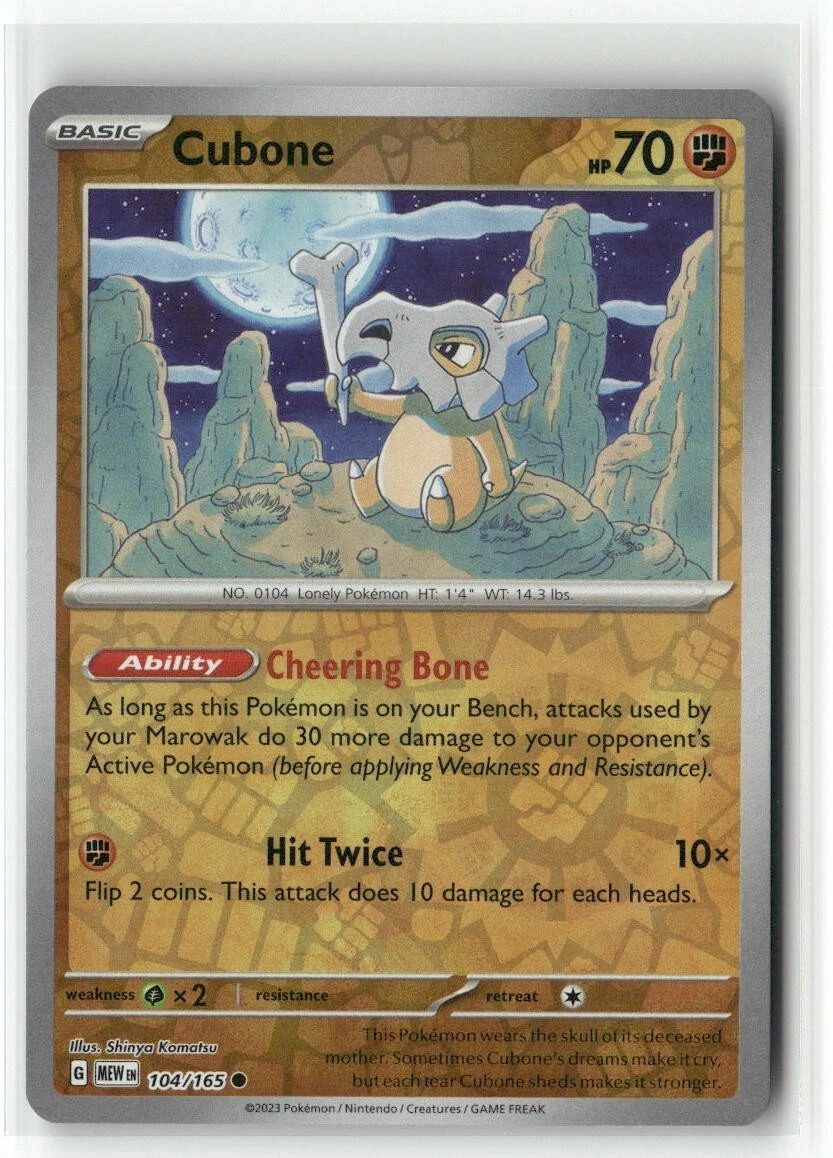 Cubone 104/165 Reverse Holo - Scarlet & Violet 151 - Pokemon TCG NM