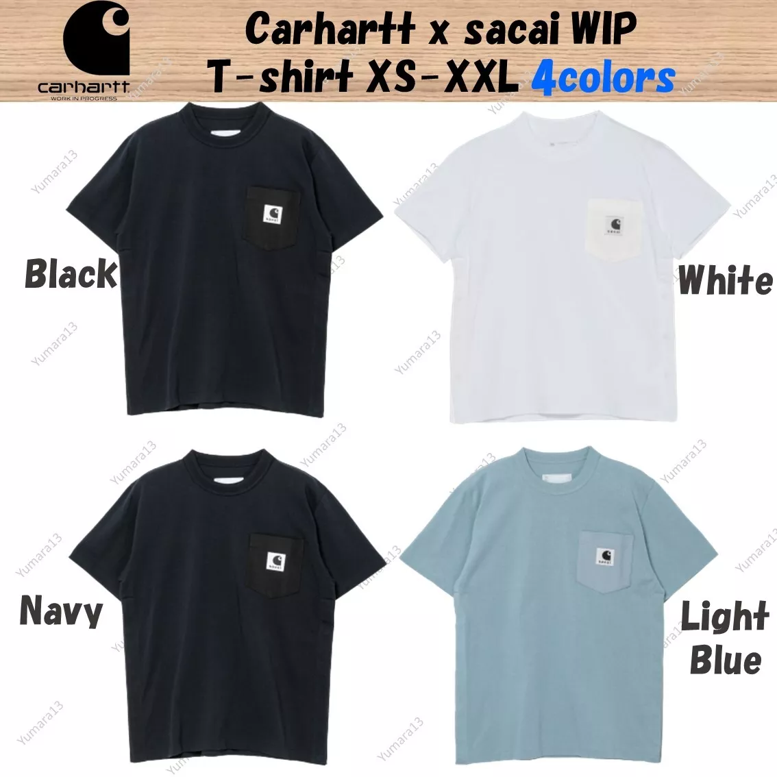 新品sacai×CarharttWIP T-shirt /BLUE サイズ1 S