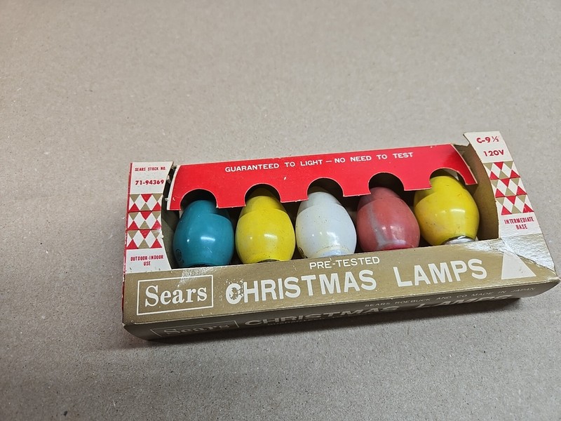 Vintage Sears & Roebuck Christmas Light Bulbs  C–9 1/2 . 120v . 5