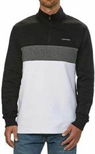 Calvin Klein Long Sleeve 1/4 Zip Pullover Black/Grey/White,Small NWT