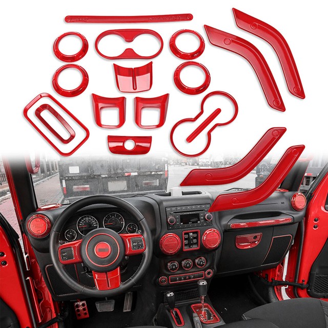 18pcs Blue Interior Decoration Cover Trim For Jeep Wrangler JK 4Door