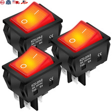 30A 250V KCD2 KCD4 Rocker DPST 4 Pin Red Lighted 120V Rocker Toggle Switch