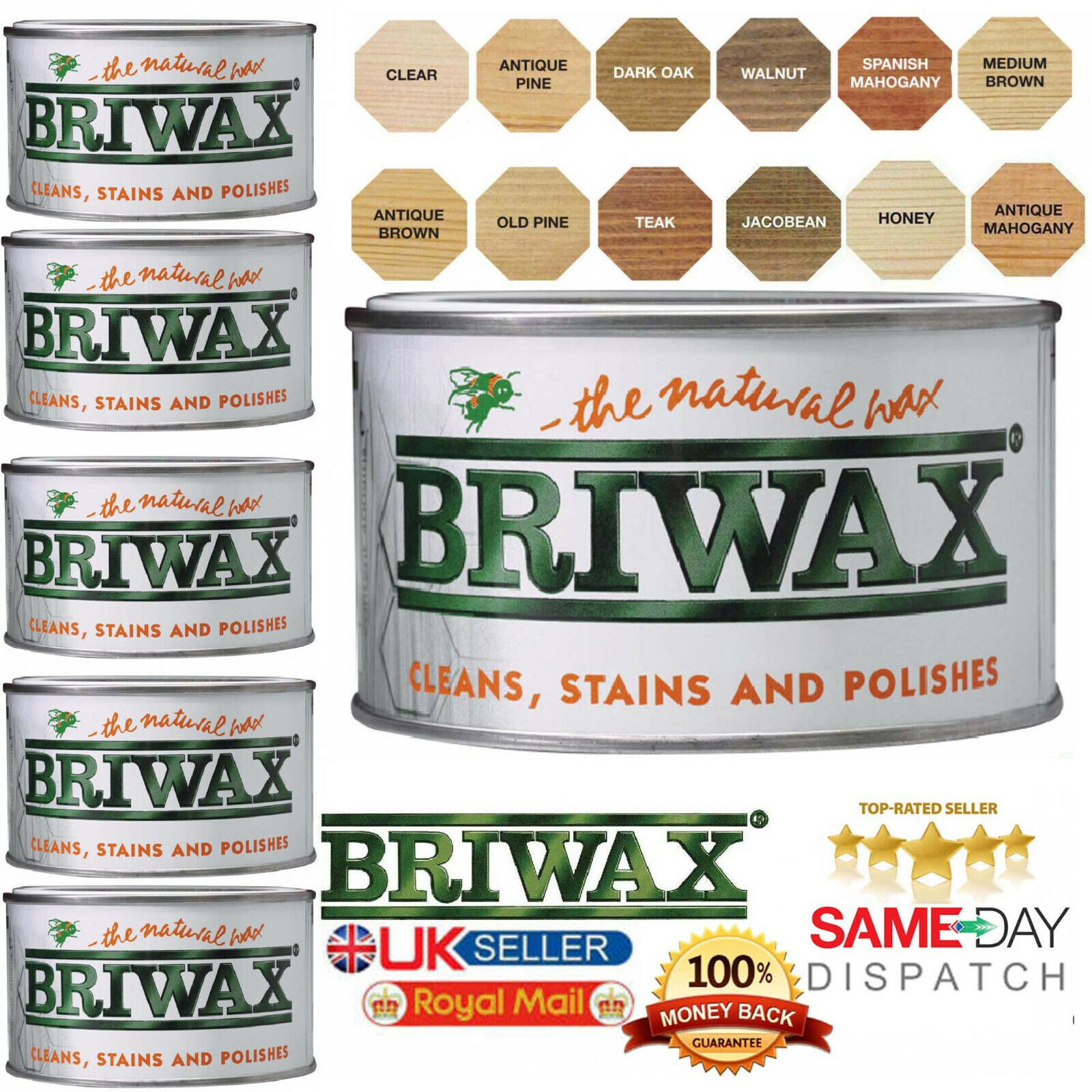 Briwax Original Natural Wax Polish Wood Furniture Cleans Stains All