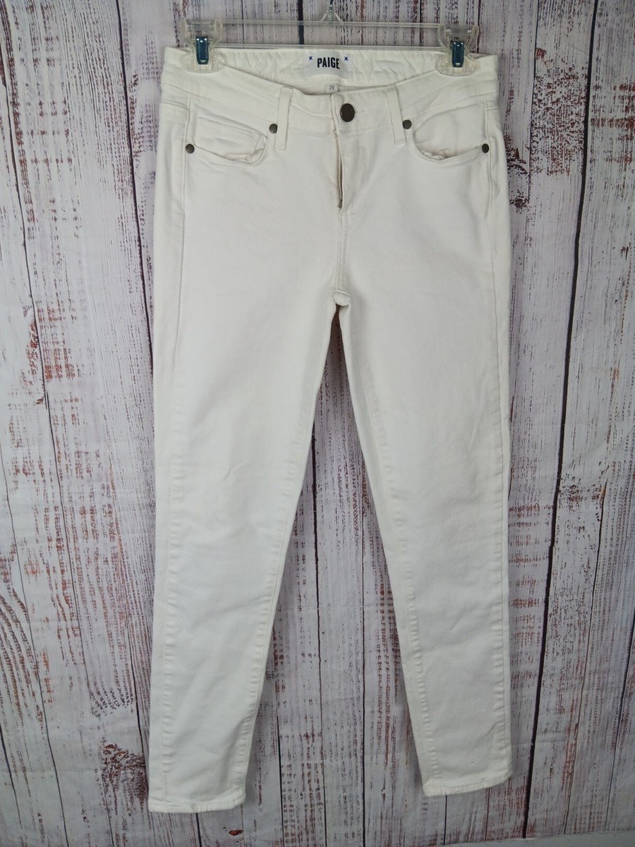 Paige Jeans Womens 29 White Skyline Ankle Peg Stretch Pocket
