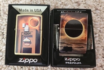 Read - Zippo Museum Exclusives, Lot of 2 Total Eclipse Commemorative Lighters