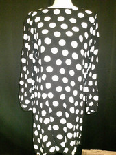 Black with White Polka Dots Loft Dress Long Sleeve Size Large