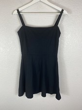 Nasty Gal Women's Medium Fit & Flare Little Black Dress Spaghetti Strap Stretch