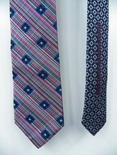 ROBERT GRAHAM MENS 100% SILK NECK TIE PINK GRAY BLUE STRIPE FLORAL MADE IN USA