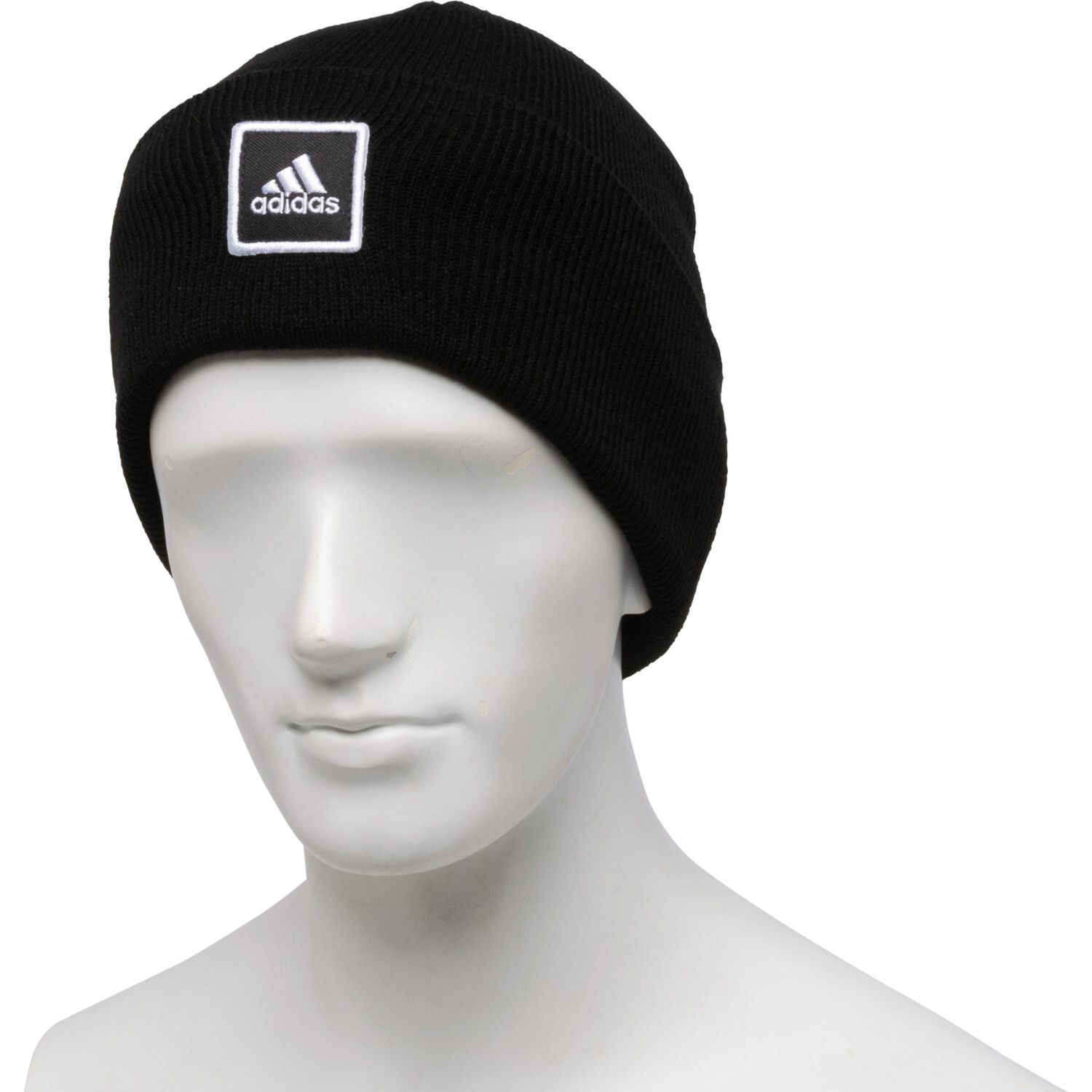 Мужская черная вязаная шапочка ADIDAS с манжетами в складку один размер 5790₽