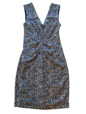 EXPRESS Black White Geometric Stretch Fitted Sleeveless Sheath Tank Dress 0