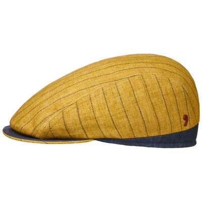 ALFONSO DESTE Leinen Stripes Flatcap Schirmmütze Ballonmütze Leinencap