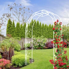 Garden Arch W74.4''x H98.4'' Garden Arbor Trellis Climbing Plants Support White