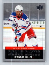 2021-22 Upper Deck #DD-6 Debut Dates K'Andre Miller New York Rangers